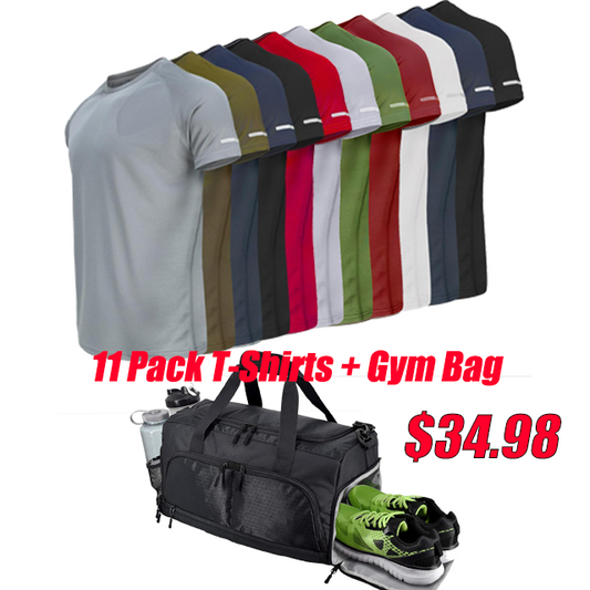 Men's solid color round neck sports breathable quick-drying T-shirt, Clearance Items 2025